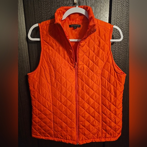 For Cynthia Tops - For Cynthia Bright Orange Quilted Vest